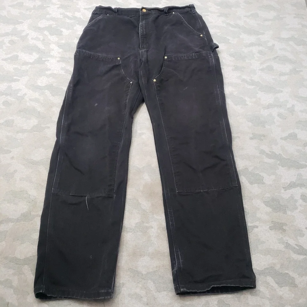 Vintage Carhartt Double Knee Pants Mens 36x34 Black B01 Workwear Made In USA